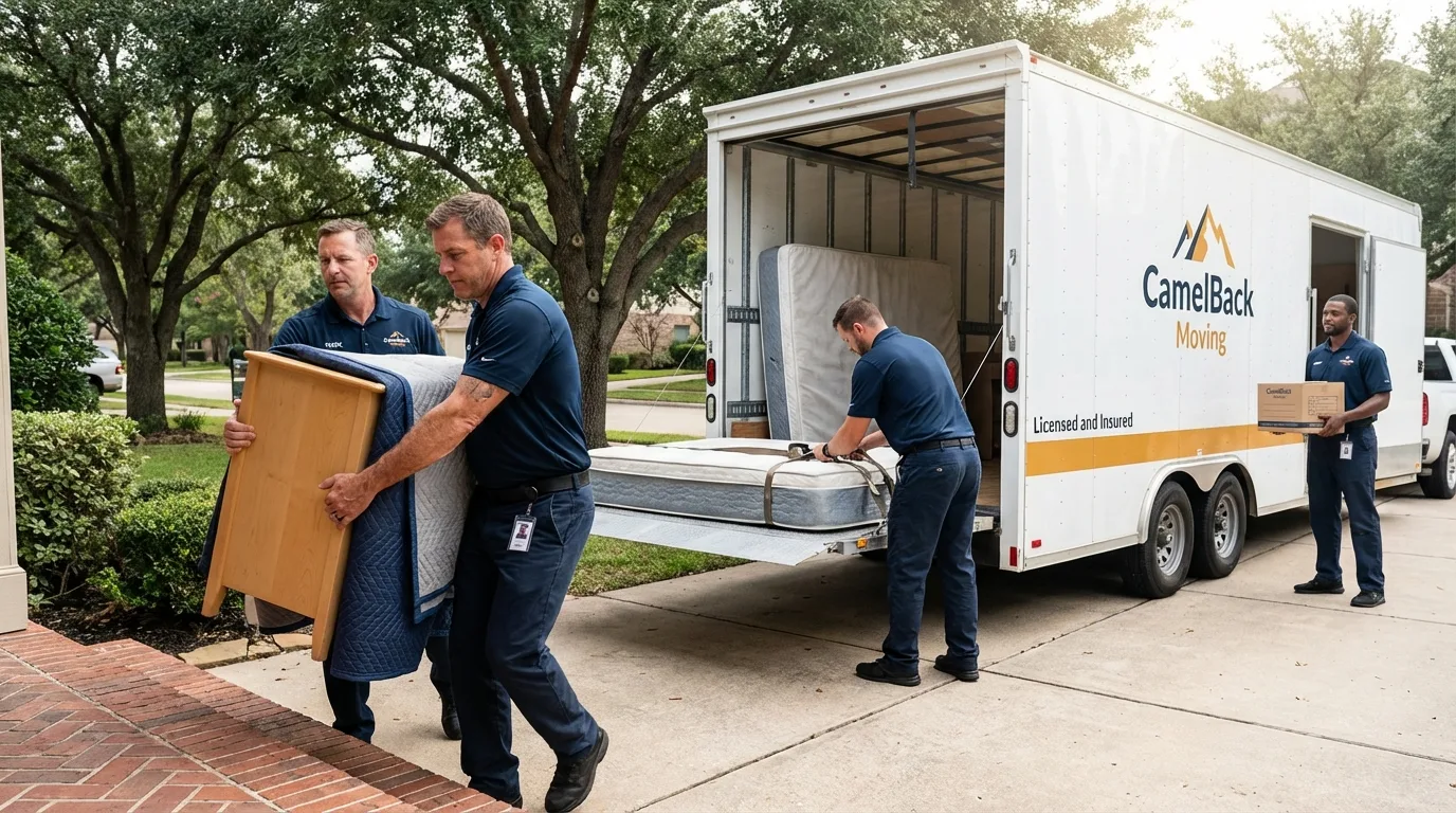 Crew loading residential truck for cross-state move from Truckee, CA