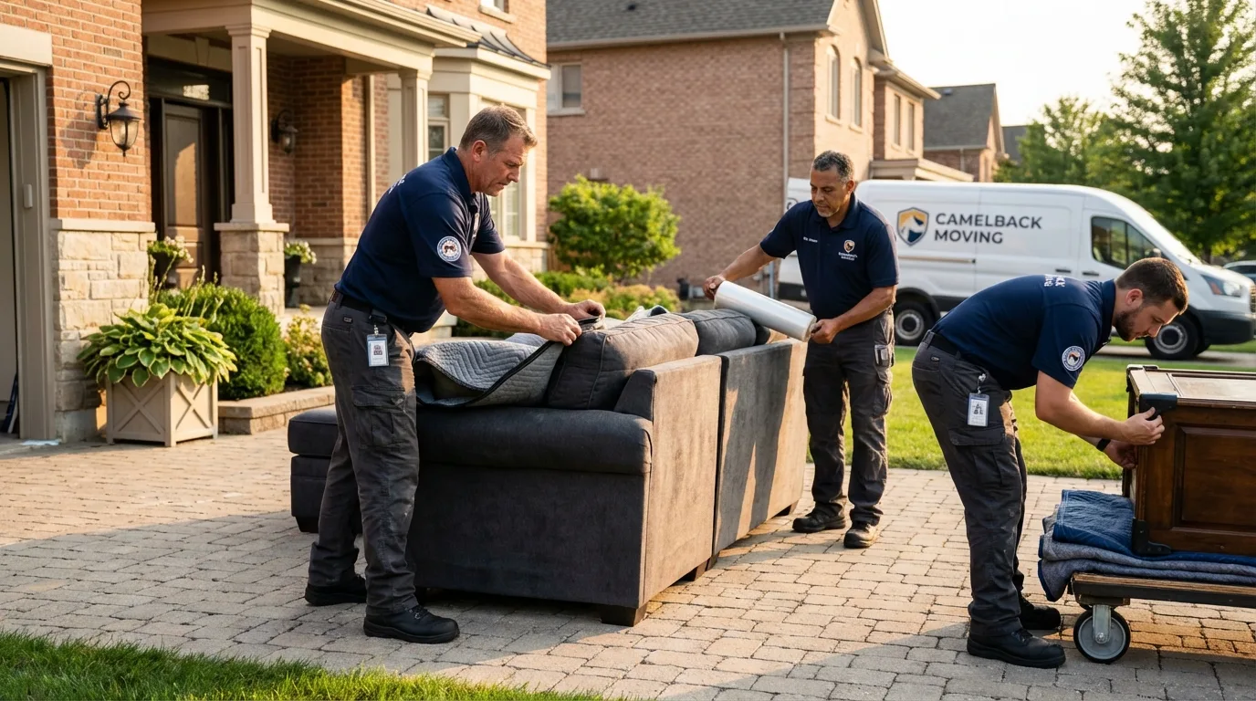 Large estate moving crew wrapping furniture in Truckee, CA